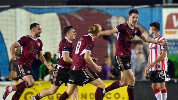 Patrick Hickey (r) is chased by team-mates after netting Galway's winner