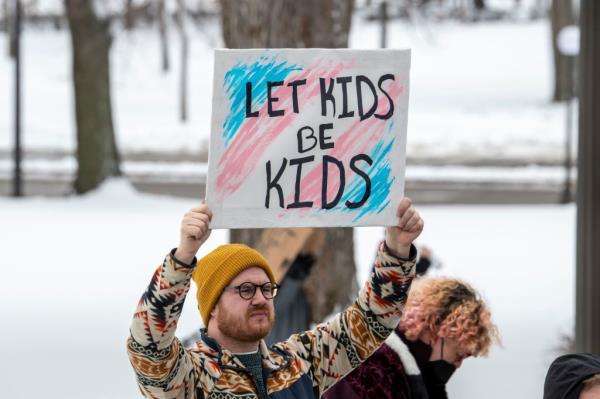 St. Paul, Minnesota. March 6, 2022. Because the attacks against transgender kids are increasing across the country Minneasotans hold a rally at the capitol to support trans kids in Minnesota, Texas, and around the country. 