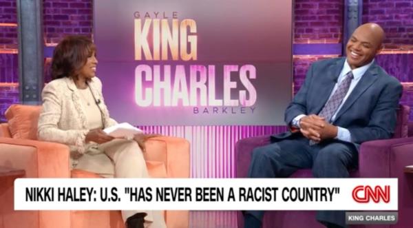 Charles Barkley laughs alo<em></em>ngside Gayle King on their show.