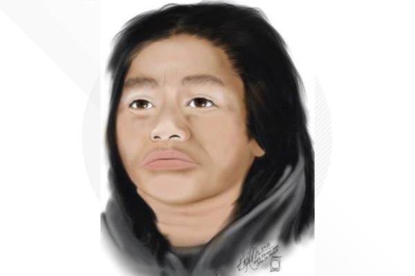 Artist rendering of unidentified Native woman with dark hair and brown eyes. 