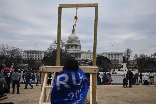 Supporters of US President Do<em></em>nald Trump gather across from the US Capitol on January 6, 2021, in Washington, DC.