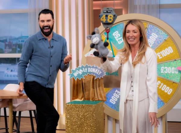 Editorial use o<em></em>nly Mandatory Credit: Photo by Ken McKay/ITV/Shutterstock (14207587g) Rylan Clark, Cat Deeley 'This Morning' TV show, London, UK - 13 Nov 2023