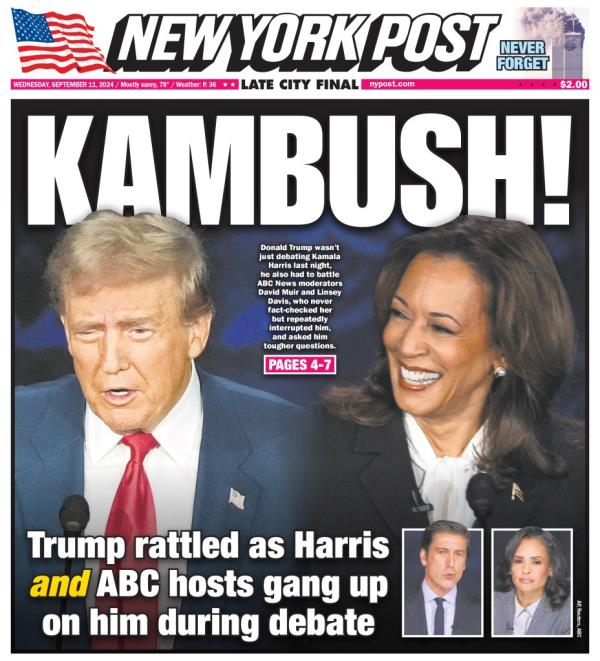 The Post cover story KAMBUSH! after the debate