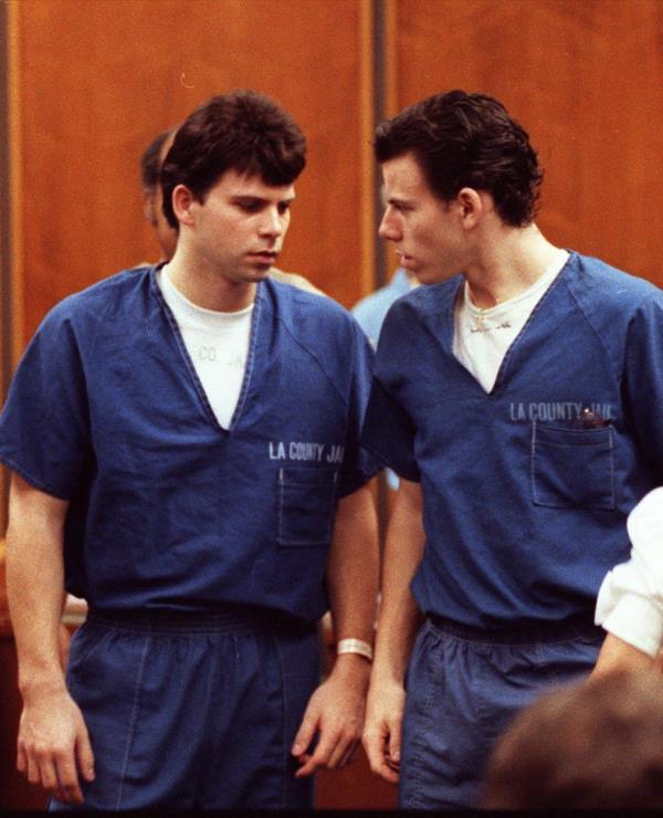 The Menendez brothers in 1990, when they were originally on trial for killing their parents in Beverly Hills.