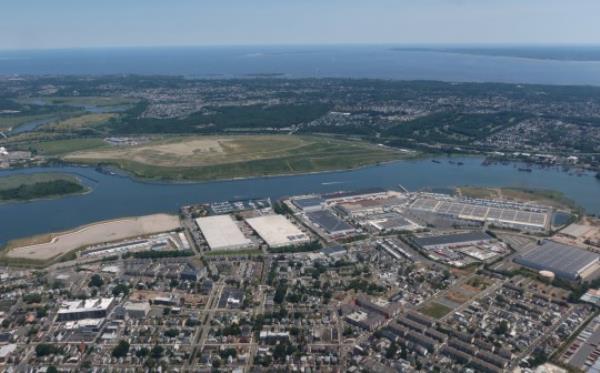 CARTERET, NJ - JULY 4: Fresh Kills Park on Staten Island in New York City is seen from the air on July 4, 2022, in Carteret, New Jersey. (Photo by Gary Hershorn/Getty Images)