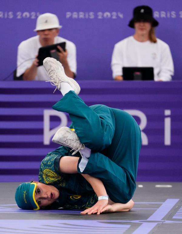 Gunn in breaking B-Girls round robin competition during the Paris 2024 Olympic Summer Games at La Concorde