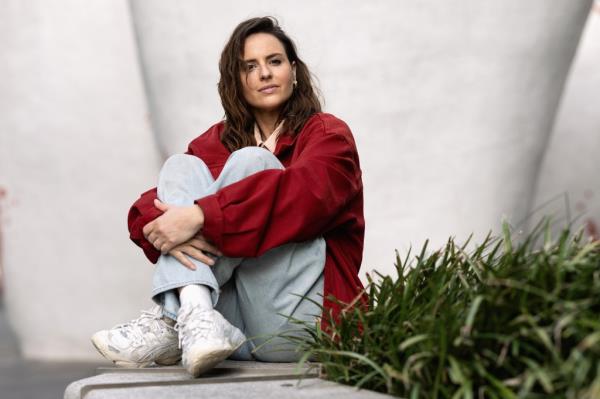 Australian Olympic breaking athlete Rachael 'Raygun' Gunn poses during a portrait session in the Sydney central business district on April 17, 2024 in Sydney, Australia.