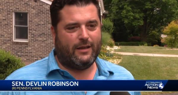 Pennsylvania Sen. Devlin Robinson, had just pulled up to his driveway across the street when he spotted trouble.