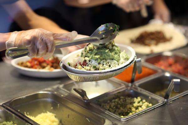 Chipotle food being served