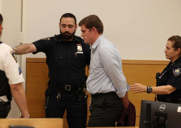 Ex ba<em></em>seball coach Nicolas Morton 31, beeing arraigned on sex crimes with children at the Packer Collegiate Institute in Brooklyn, NY. at Brooklyn Supreme Court