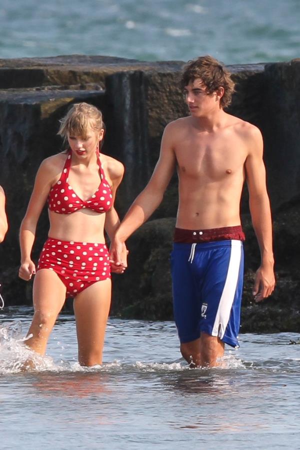 Taylor Swift and Co<em></em>nor Kennedy in the water in Hyannis Port.