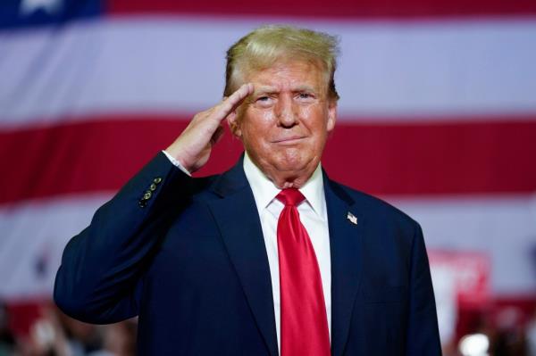 Former President Do<em></em>nald Trump speaking at a campaign rally at Temple University in Philadelphia, 2024