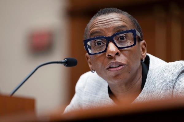 Harvard President Claudine Gay speaks during a hearing of the House Committee on Education on Capitol Hill on Tuesday, Dec. 5, 2023.