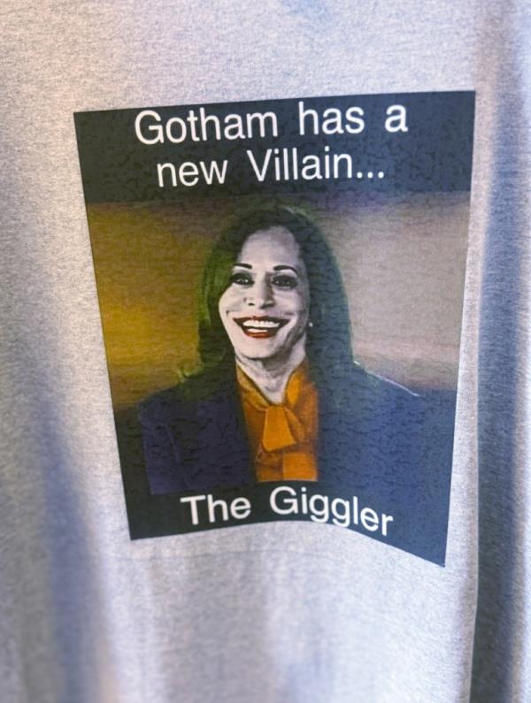 A second shirt showing Harris as The Joker from Batman.