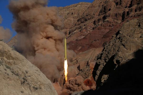 A long-range ballistic surface-to-surface missile is seen.