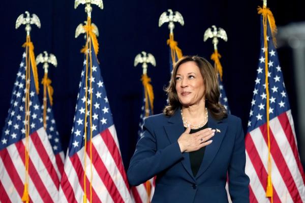 US Vice President Kamala Harris arrives for a campaign event in Milwaukee, Wisconsin, US, on Tuesday, July 23, 2024.