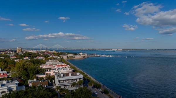 Aerial view of Charleston SC.