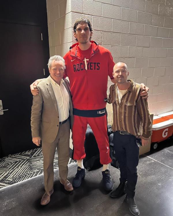 Bryan Cranston, Boban Marjanovic and Aaron Paul.