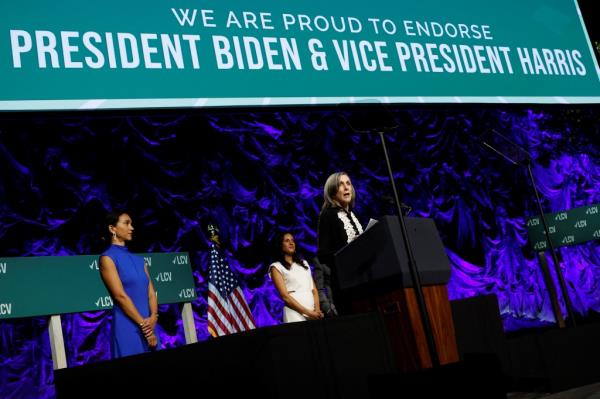 arol Browner of of the League of Co<em></em>nservation Voters delivers remarks to announce the endorsement of her organization to U.S. President Joe Biden reelection at the League of Co<em></em>nservation Voters annual dinner in Washington, U.S., June 14, 2023.