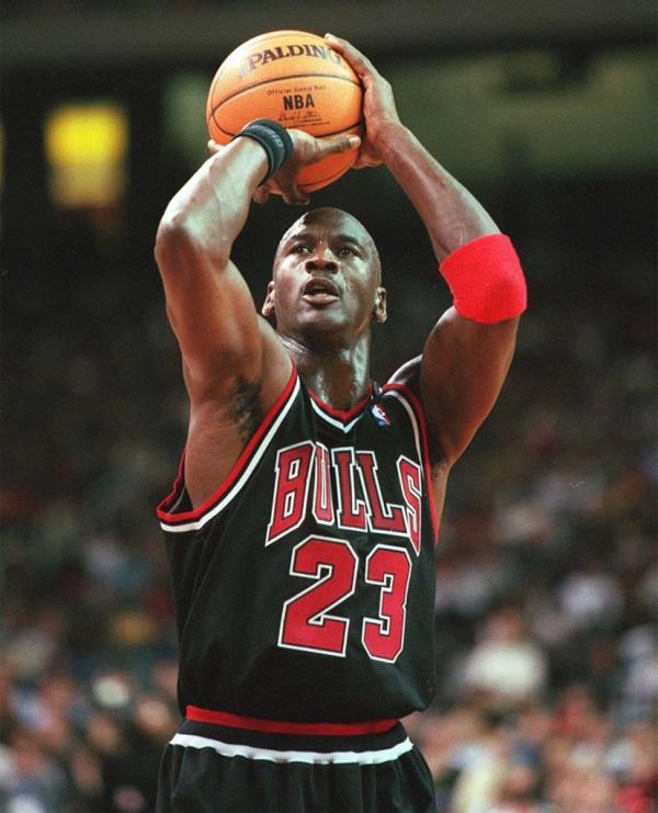 Michael Jordan shoots during his time with the Chicago Bulls.