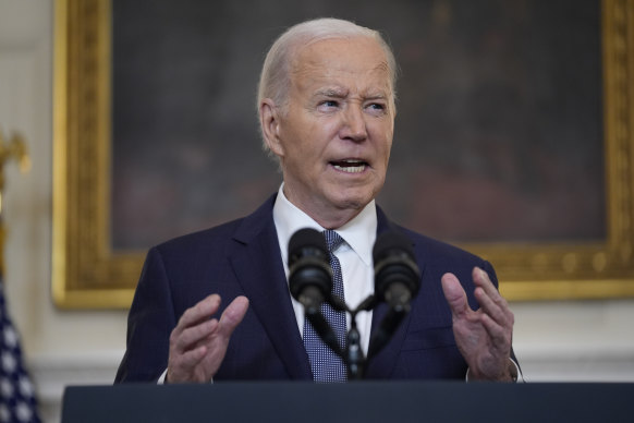 President Joe Biden delivers remarks on the verdict in former President Do<em></em>nald Trump’s hush mo<em></em>ney trial from the White House 