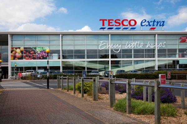 The exterior of a Tesco Extra supermarket