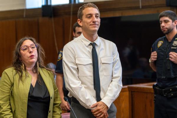 James Carlson, aka Cody Carlson, in white shirt and tie at Supreme Court arraignment for hate crimes