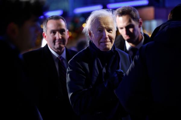 President Joe Biden prepares to depart the 102nd Natio<em></em>nal Christmas Tree Lighting Ceremony on the Ellipse on December 05, 2024 in Washington, DC.