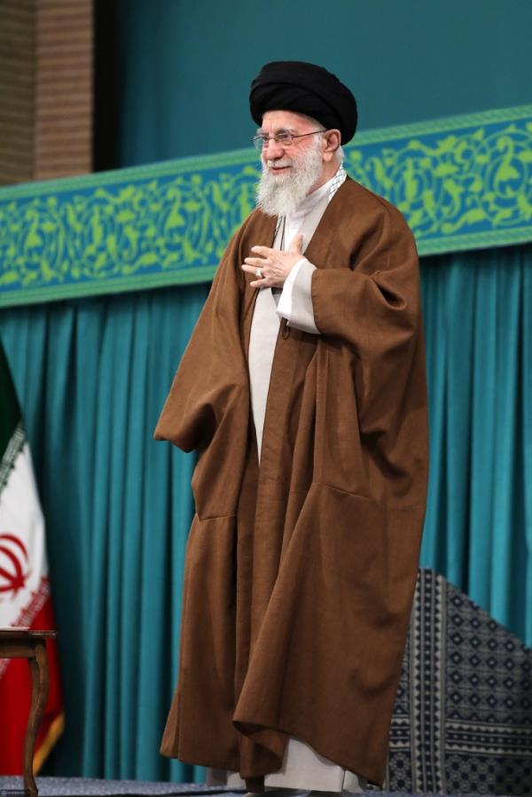 Iran's Supreme Leader Ayatollah Ali Khamenei on Oct. 27, 2024 on stage during a meeting in Tehran.