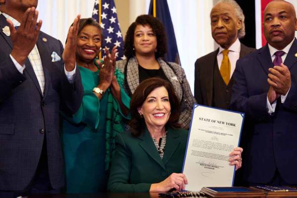 Gov. Kathy Hochul after signing a bill.