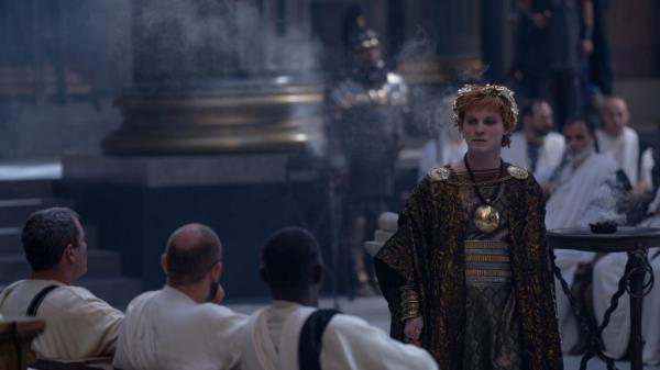 Fred Hechinger portraying Emperor Caracalla in the sequel of the historical film Gladiator II.