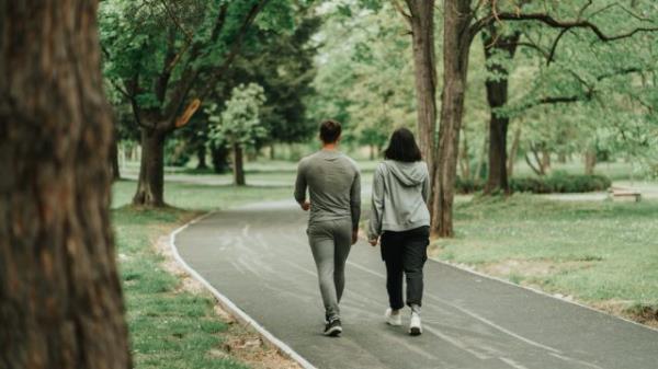 couple on a walk at the park