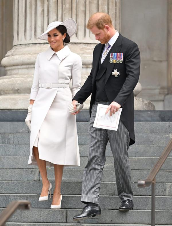 Prince Harry and Meghan, Duchess of Sussex, attending the Natio<em></em>nal Service of Thanksgiving at St Paul's Cathedral for Queen Elizabeth II's Platinum Jubilee in 2022