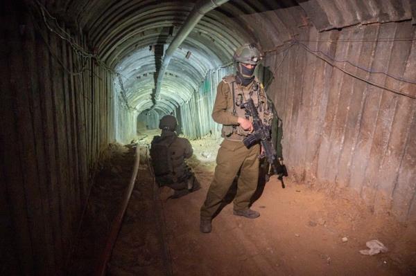 Israeli troops patrolling the extensive tunnel network Hamas uses to move a<em></em>bout Gaza undetected