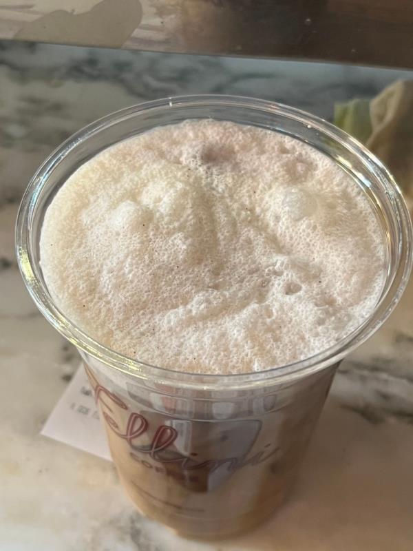 A frothed coffee beverage