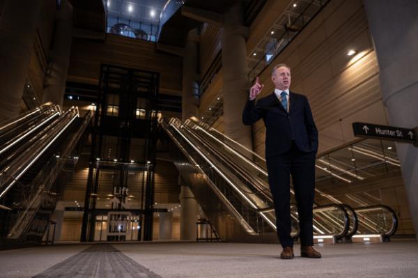 Rodd Staples at the new Martin Place metro station.