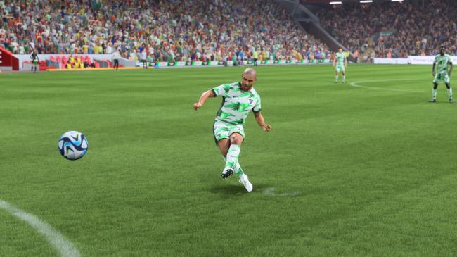 Roberto Carlos takes a free kick in EA FC 24.