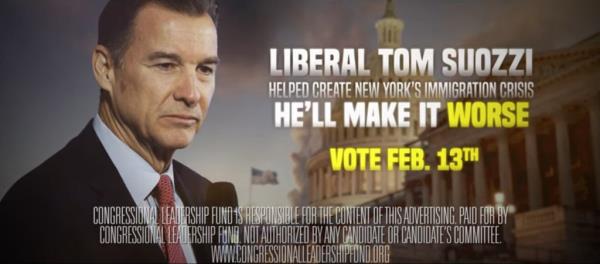 Man in a suit, Thomas Suozzi, political advertisement, SPECIAL ELECTION FEB. 13, Republicans spent $1.8 million on race.