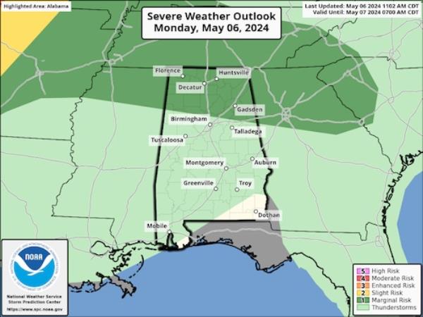 Updated Mo<em></em>nday severe weather outlook