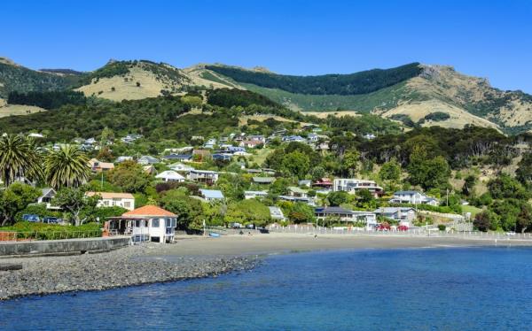 Overlook over Akaroa, Banks Peninsula.