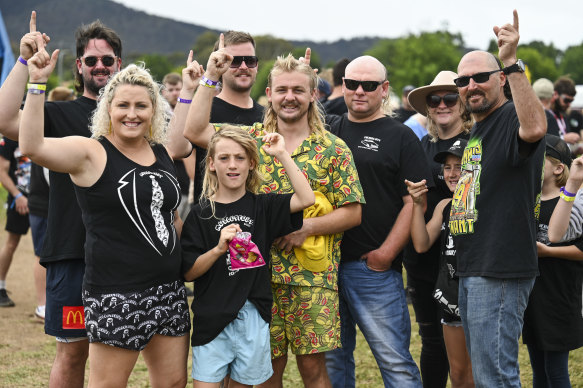 Mulletfest organiser Laura Johnson (far left) with some of this year’s contestants. 