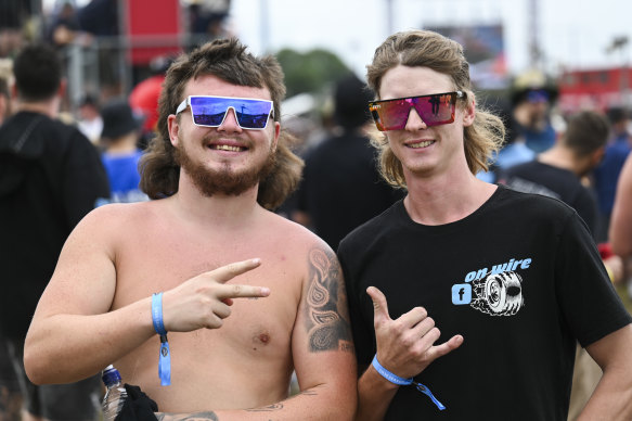 Mullet Competition entrants Cody Felton and Nathan Blanch.